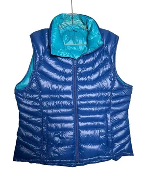 Bernardo Large Womens Vest Goose Down Puffer Blue Sleeveless‎ Zip Packable thumbnail 1