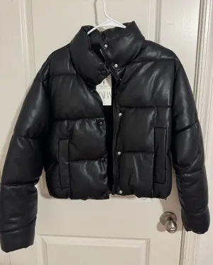 ZARA Puffer Jacket Leather thumbnail 1