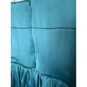 AMUR Teal Blue Satin Strapless Bubble Hem Mini Dress Size 4 NWT thumbnail 7