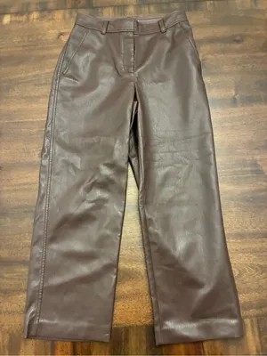 Aritzia Babaton Faux Leather Pants Women’s 2 Brown Straight Leg thumbnail 1