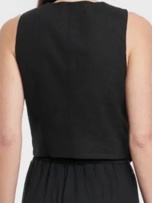 A New Day Black Tailored Button-Front Vest Size S NWT thumbnail 2
