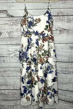 Lulus Romantic Visionary White Floral Sleeveless Tiered Midi Dress-LG thumbnail 4