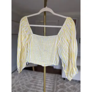 Forever 21 Gingham Crop Top Puff Sleeve Cottagecore Smocked Cotton Vaca Summer L thumbnail 3