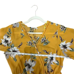 Romper Jumpsuit yellow floral size small by sienna sky perfect for fall w denim thumbnail 5