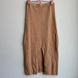 Free People Skyline Midi Maxi Straight Skirt Small Tan Brown Side Slit Stretch thumbnail 2