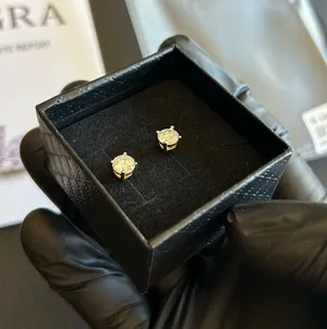 Moissanite Earrings VVS1 GRA Certified Stud Earrings Passes Tester 14k Gold Real thumbnail 1
