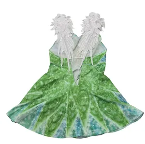 Tinkerbell Green Fairy Dress With Leafy wing Sleeves & Sparkling Small thumbnail 6