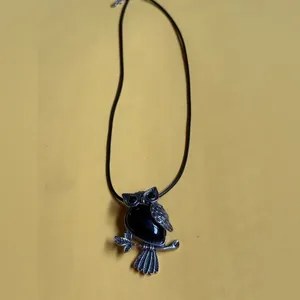 Men's Black Leather Necklace thumbnail 3