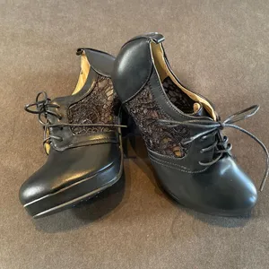 Women’s Black High Heel Booties with Lace Detail Size 5.5 thumbnail 2