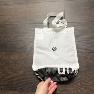 White Black Lululemon Reusable Tote Bag Small thumbnail 2