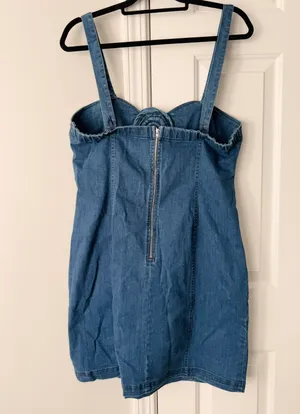 Anthropologie Porridge Rosette Denim Slim Mini Dress, Size XL thumbnail 10