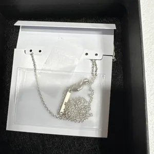 Kendra Scott Letter "U" Disc Pendant Necklace Rhodium Black Mother-Of-Pearl thumbnail 3