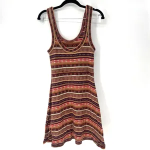 Free People Fair Isle Sweater Tank Dress Burgundy Multicolor Women's Medium thumbnail 7