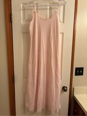 Victoria's Secret Pale Pink Lace-Trim Waffle Slip thumbnail 3