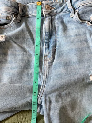 American Eagle Super Hi-Rise Flare Jeans Distressed Patchwork Size 10 Regular thumbnail 10