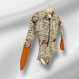 WET Zebra Stripe Long Sleeve Thick One Piece Bathing Suit nwt thumbnail 3