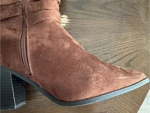 Cato Brown Suede Fringe Mid-Calf Heeled Boots thumbnail 5
