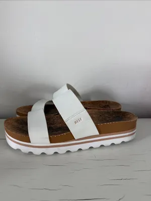 Reef Cushion Vista Hi Platform Sandals White Tan Women’s Size 9 thumbnail 3