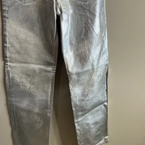 Zara silver metallic coated boyfriend fit straight leg jeans size 2 thumbnail 13