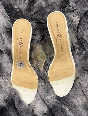 Chinese Laundry White Slides with Clear Straps thumbnail 1