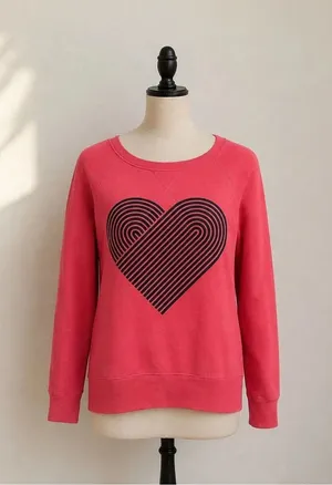 Xhilaration Pink Heart Graphic Sweatshirt Women L Y2K Retro Target Crewneck thumbnail 1