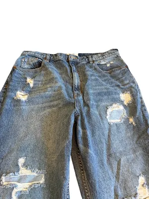 We The Free People Wide Leg Loose Fit Jeans Distressed Crvy Size 35 Women's thumbnail 2