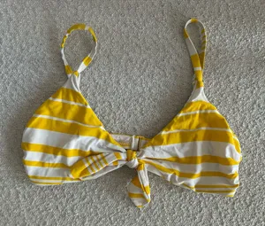 Aerie Yellow & White Striped Bikini Top thumbnail 1