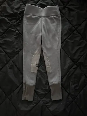 {RIDING SPORT} Knee Patch Gray Fleece-Lined Horseback Riding Breeches Leggings thumbnail 2
