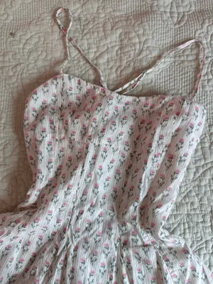 Flowing mini cotton sundress Pink thumbnail 3