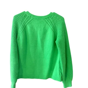 Talbots Petite Small Kelly Green Cable Knit Sweater Diamond Crewneck Preppy‎ thumbnail 6