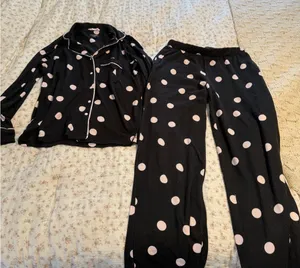 kate spade Black Pajama Set with Pink Polka Dots thumbnail 1