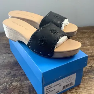 Jack Rogers Leather Breaker Clog Sandals Black NIB‎ size 8.5 thumbnail 1