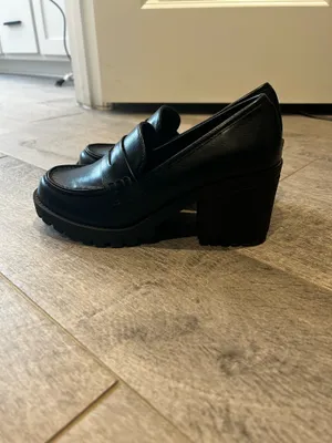 Soda black high heeled penny loafers thumbnail 3