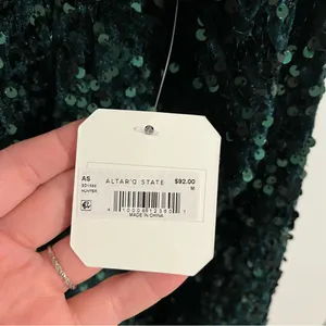 NEW Altar’d State Green Sequin Holiday Dress Plus Size Medium NWT thumbnail 7