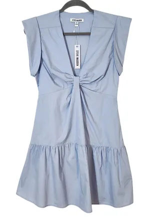 Steve Madden Blue 100% Cotton A Line Mini Dress with Cap Sleeves Size Small NWT thumbnail 1