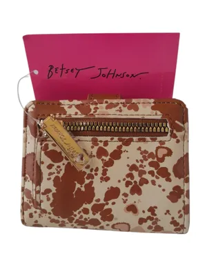 Betsey Johnson Brown Heart Cow Print Mini Wallet thumbnail 4