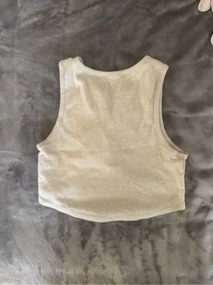 PacSun Women's Sleeveless Henley Cropped Tank Top in Beige thumbnail 4