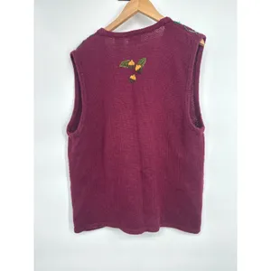 Vintage Sweater Vest Women M Autumn Fall Embroidered Beaded Teacher Granny thumbnail 4