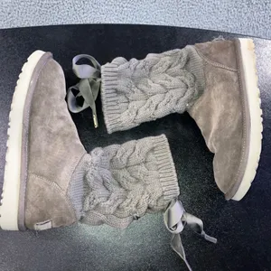 UGG Kiandra Boots Women 7 Willow Ribbon Suede Cable Knit Wool Lined‎ Pull On thumbnail 8