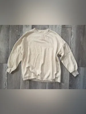 Aerie Oversized Waffle Accents Under Arms Cream/Oatmilk crewneck size xs thumbnail 6
