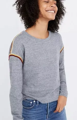 Miles by Madewell Embroidered-Trim Crop Sweatshirt C23‎ thumbnail 1