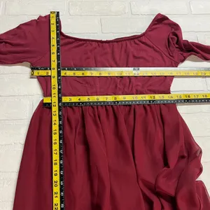 PinkBlush Maxi Dress Womens XL Maroon Off Shoulder Sheer A-Line Unlined Flowy thumbnail 2