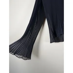 Madewell Pleated V-Neck Bell Sleeve Top Black Womens Medium Camisole‎ Lined goth thumbnail 3
