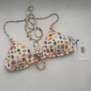 Dippin Daisys Cece Top/Besties Bottom M Bikini Set Tropical Passport Print NWT thumbnail 4