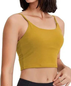 Amazon Yellow Cropped Workout Tank Top thumbnail 1