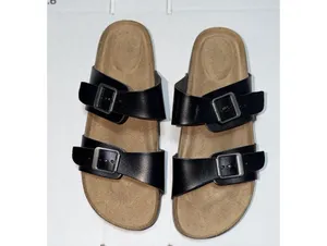 Size 9 Women’s Time and Tru slide sandals Two Band Footbed Slide Sandal black thumbnail 6