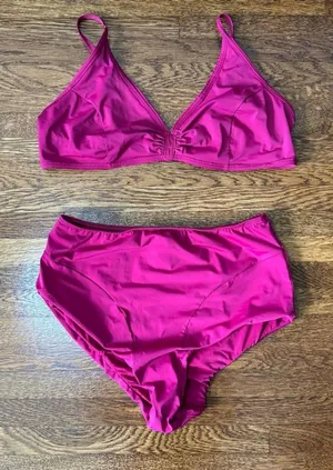 Rosa Cha Magenta High Waist‎ Bikini Set Size Large thumbnail 1