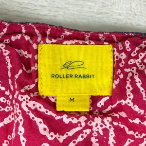Roller Rabbit Pink White Geometric Cotton Tunic Kurta Navy Embroidery Medium thumbnail 2