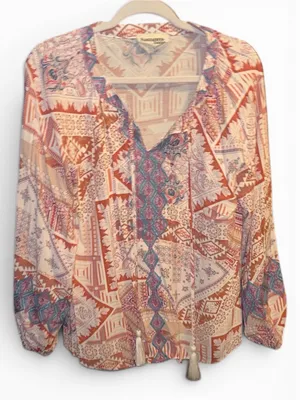 Savanna Jane Lg Multicolor Patterned Top Orange thumbnail 2