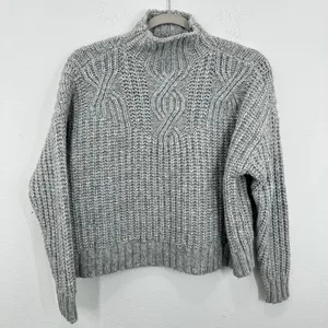 Aerie Womens XS Gray Cable‎ Knit Mock Neck Pullover Sweater Casual Warm Cozy thumbnail 1